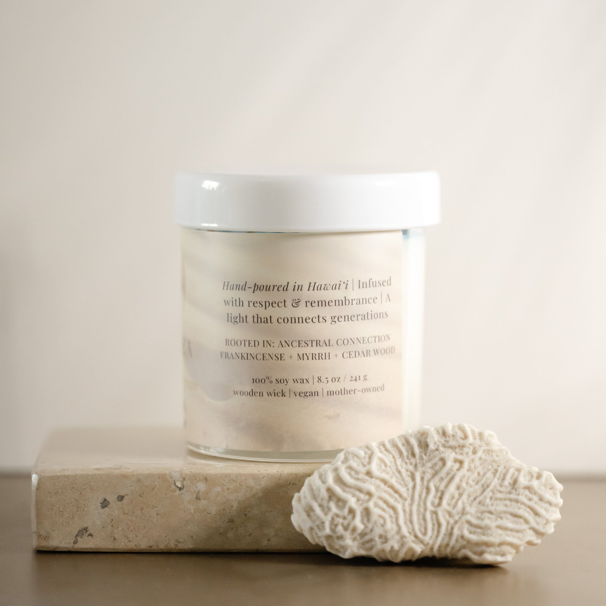 Kūpuna Candle Sacred Stone Glow