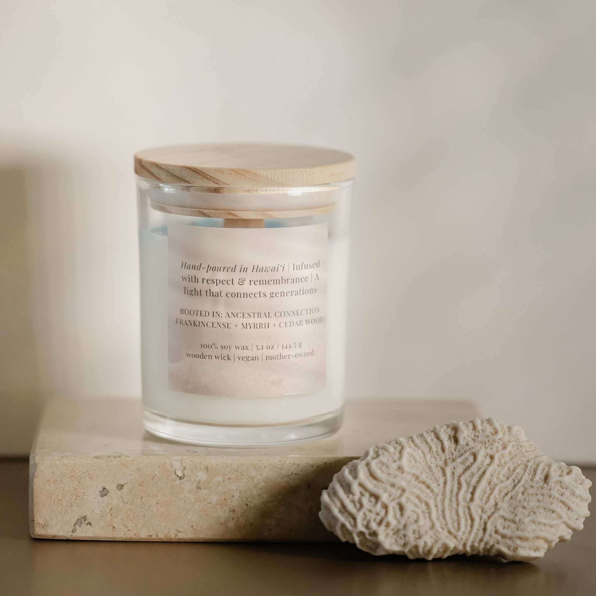 Kūpuna Candle Sacred Stone Glow