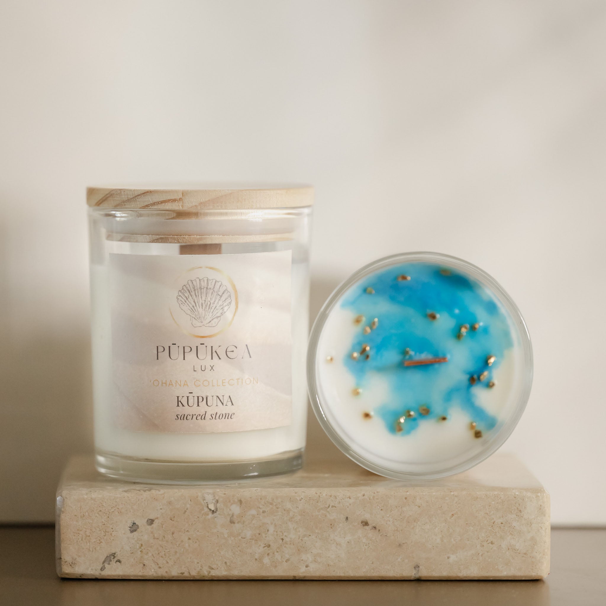 Kūpuna Candle Sacred Stone Glow