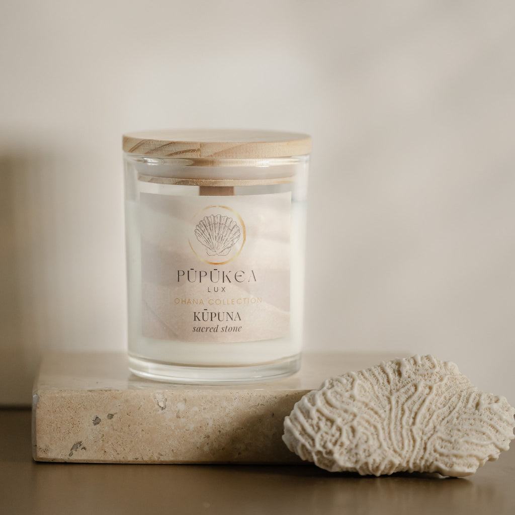 Kūpuna Candle Sacred Stone Glow
