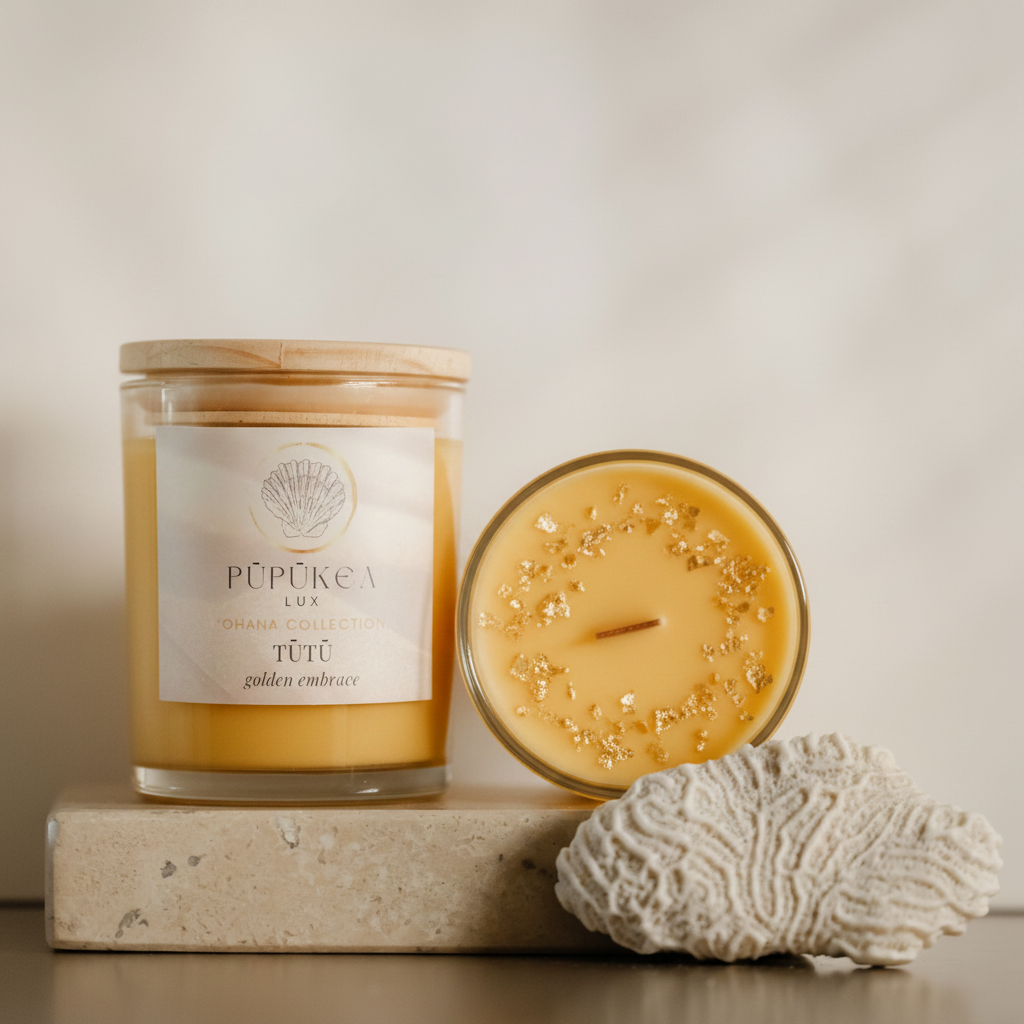 Tūtū Candle – Luxury Hawaiian Soy Candle | Orchid Vanilla, Cashmere, & Pink Grapefruit
